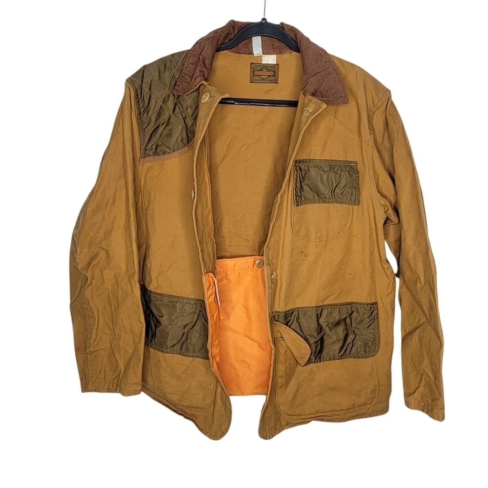 Vintage 60s Mens Size Small Distressed Canvas Hunting Birding Jacket Brown USA - Picture 2 of 9